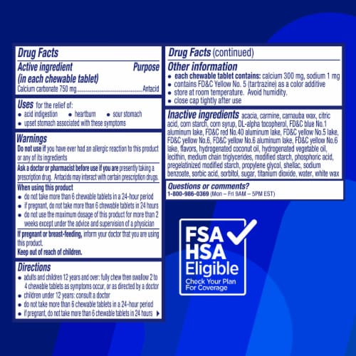 Alka-Seltzer® Extra Strength Heartburn ReliefChews® Assorted Fruit Chewable Antacid Tablets Perspective: back