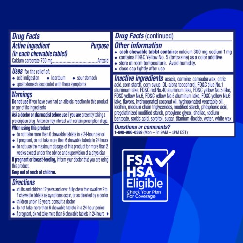 Alka-Seltzer® Extra Strength Heartburn ReliefChews® Assorted Fruit Chewable Antacid Tablets Perspective: back
