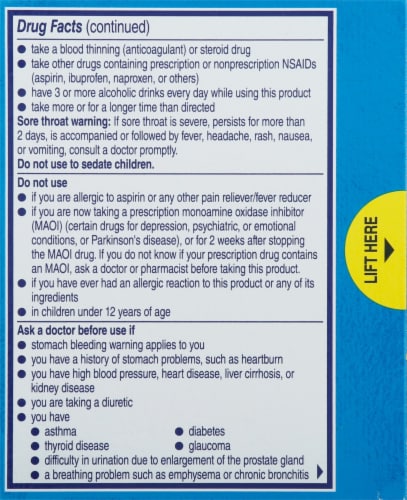Alka-Seltzer Plus® PowerFast Fizz Severe Cold Effervescent Tablets Perspective: back