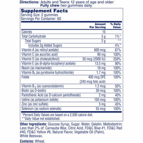One A Day® Teens Multi + Immunity Defense Multivitamins Perspective: back