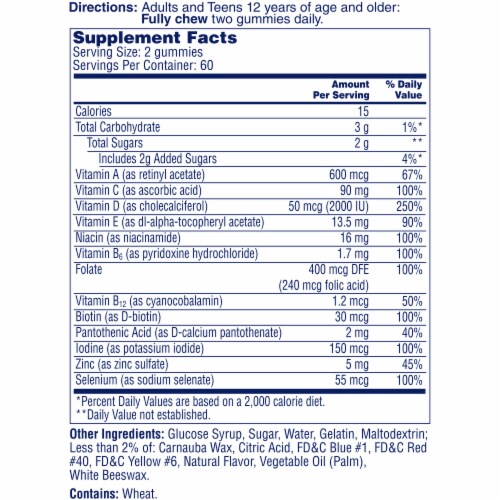 One A Day® Teens Multi + Immunity Defense Multivitamins Perspective: back