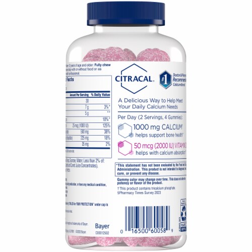 Citracal® Calcium Plus D3 Gummies Perspective: back