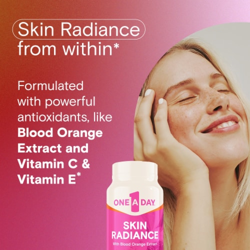 One A Day® Skin Radiance with Blood Orange Extract Capsules Perspective: back