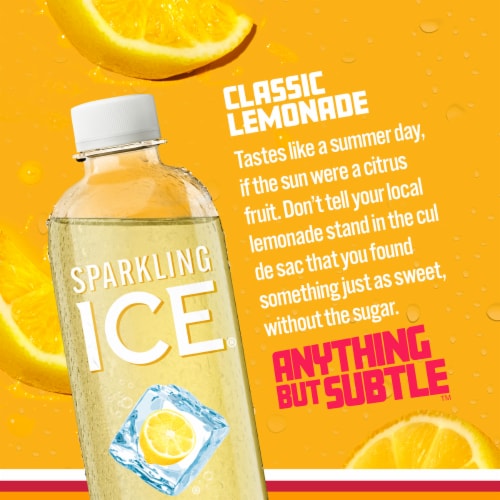 Sparkling Ice Zero Sugar Classic Lemonade Sparkling Water Perspective: back