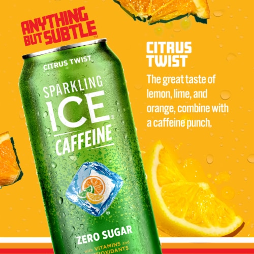 Sparkling Ice +Caffeine Zero Sugar Flavored Sparkling Water, Blue Raspberry  Sparkling Water, 16 Fl Oz Can 