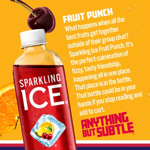 Sparkling Ice® Fruit Punch Flavored Sparkling Bottled Water Perspective: back