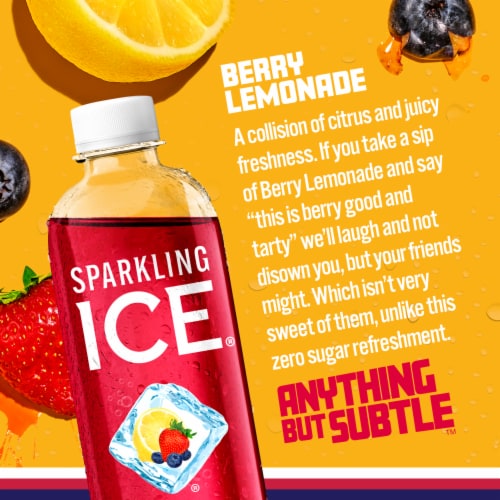 Sparkling Ice® Berry Lemonade Flavored Sparkling Bottled Water Perspective: back
