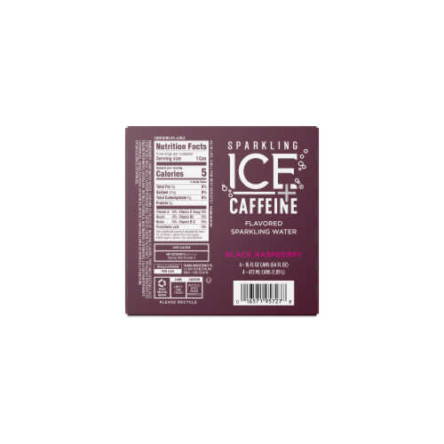 Sparkling Ice® Caffeinated Black Raspberry Flavored Sparkling Water Cans Perspective: back