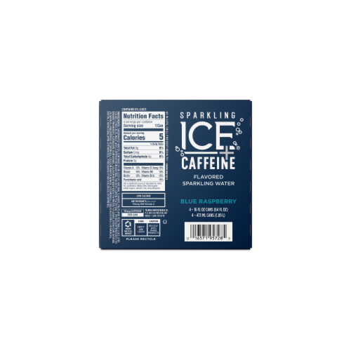 Sparkling Ice® Caffeinated Blue Raspberry Flavored Sparkling Water Cans Perspective: back