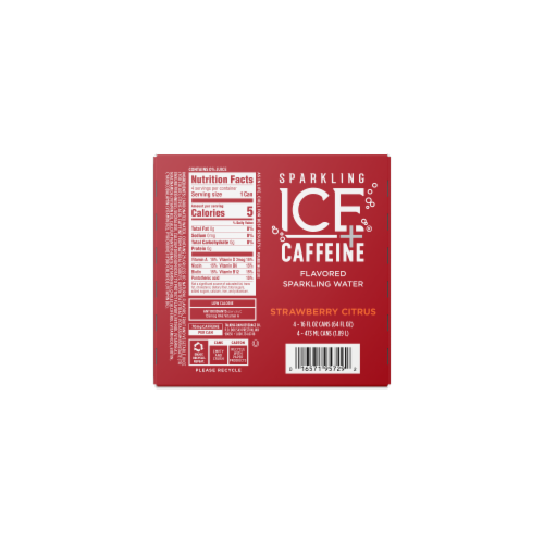 Sparkling Ice® + Caffeine Strawberry Citrus Flavored Sparkling Water Perspective: back