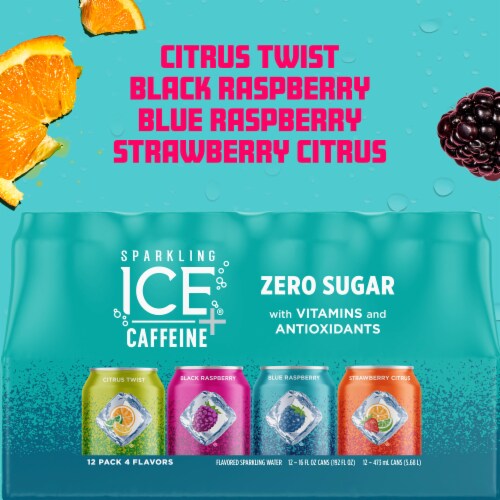 Sparkling Ice® Caffeinated Variety Pack Flavored Sparkling Water Cans Perspective: back