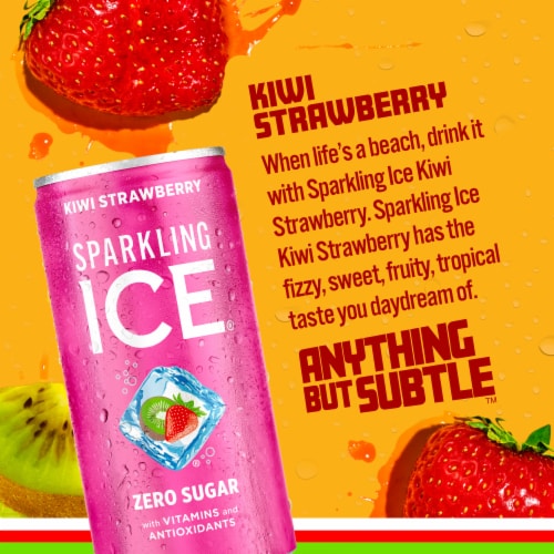 Sparkling Ice® Zero Sugar Kiwi Strawberry Sparkling Water Mini Cans Perspective: back