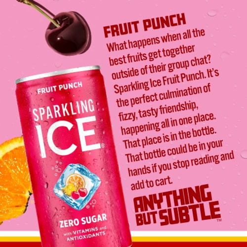Sparkling Ice® Zero Sugar Fruit Punch Sparkling Water Mini Cans Perspective: back