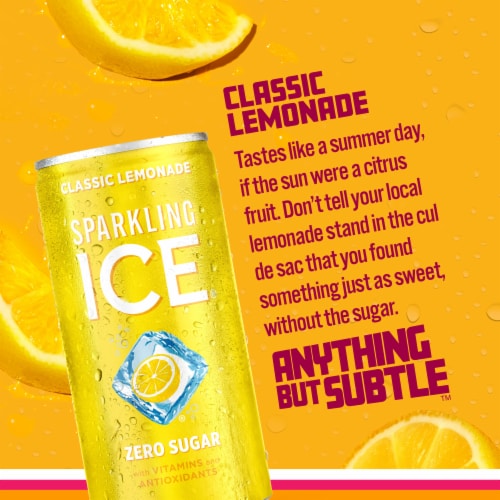 Sparkling Ice® Zero Sugar Classic Lemonade Sparkling Water Mini Cans Perspective: back