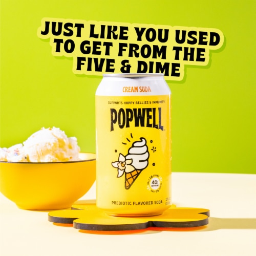 Popwell Cream Soda Caffeinated Soda 12oz Can Perspective: back