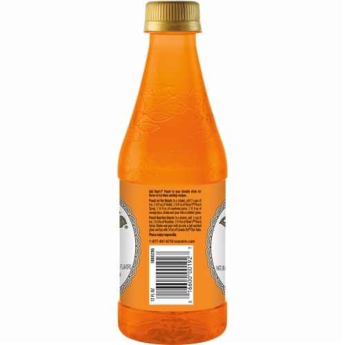 Rose's Peach Simple Syrup Bottle Perspective: back