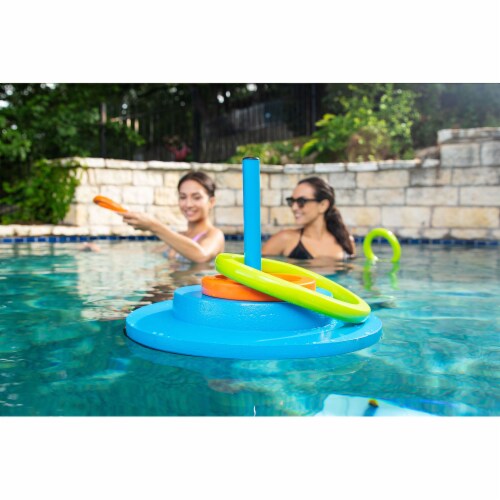 TRC Recreation Floating Foam Ring Toss Swimming Pool Game with 4 Rings, Orange Perspective: back