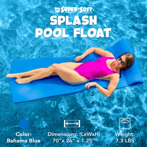 TRC Recreation Splash 1.25 Thick Foam Swimming Pool Float Mat, Bahama Blue Perspective: back