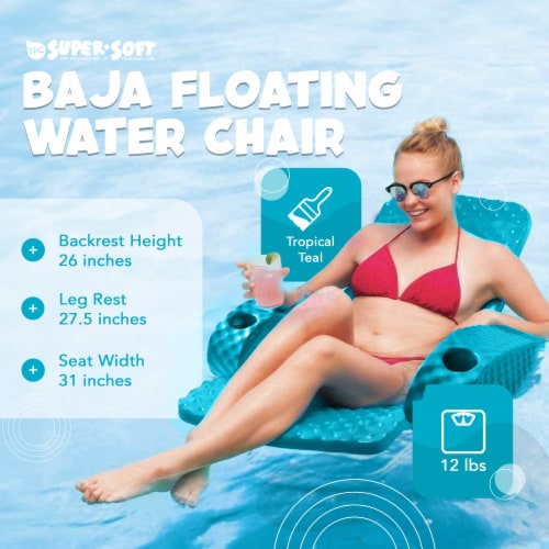 TRC Recreation Folding Baja Chair Swimming Pool Float Armchair, Tropical Teal Perspective: back