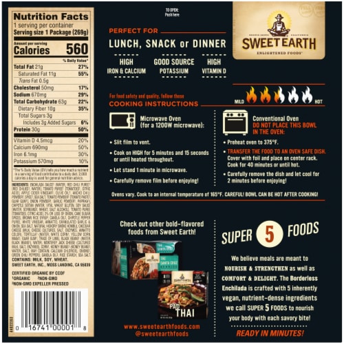 Sweet Earth Vegan Borderless Enchilada Frozen Meal Perspective: back