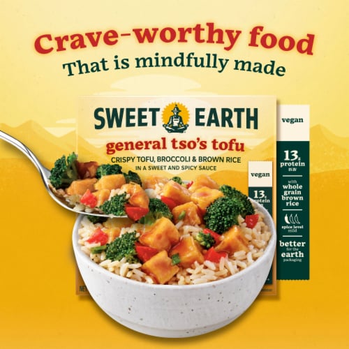Sweet Earth Vegan General Tso's Tofu Frozen Meal Perspective: back
