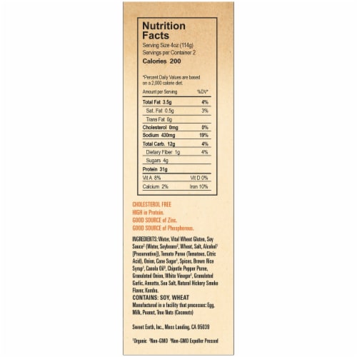 Sweet Earth Chipotle Style Seitan Strips Perspective: back