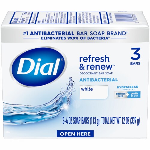Dial® Refresh & Renew™ White Antibacterial Deoderant Soap Bars Perspective: back