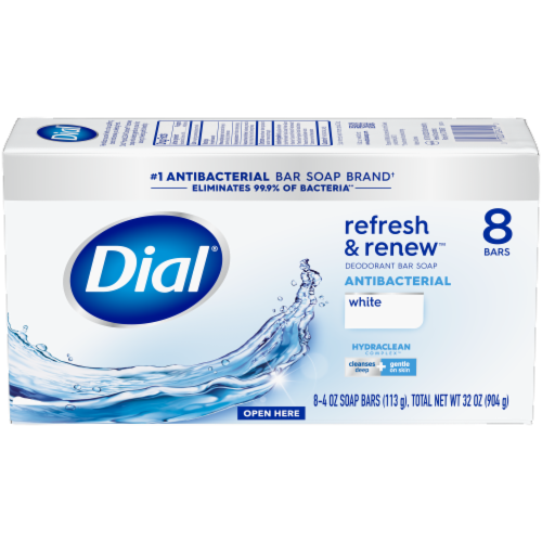 Dial Refresh & Renew Antibacterial Cleansing Bar Soap White Scent Perspective: back