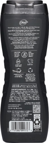 Dial® Men 3-in-1 Body Wash Body & Hair Wash Hydro Fresh For Men Cleansing Paraben Free Perspective: back
