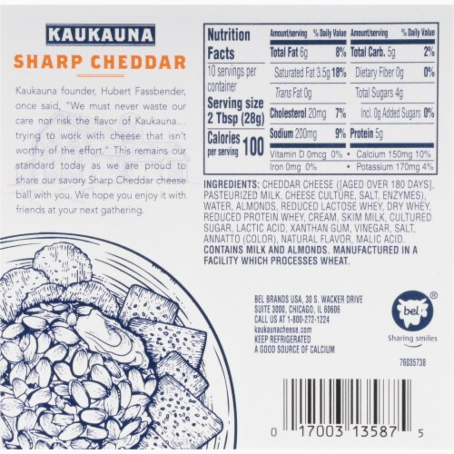 Kaukauna Sharp Cheddar Cheese Ball Perspective: back