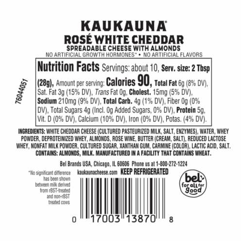 Kaukauna® Rose White Cheddar Spreadable Cheese with Almonds Cheeseball Perspective: back