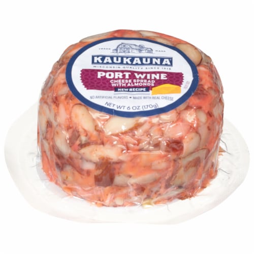 Kaukauna Port Wine Spreadable Almond Cheese Ball Perspective: back