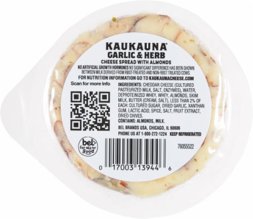 Kaukauna Garlic & Herb Cheese Spread with Almonds 6 oz Perspective: back
