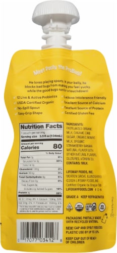 Lifeway Probugs Organic Strawnana Kefir Perspective: back