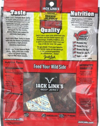 Jack Link's Teriyaki Beef Jerky Perspective: back