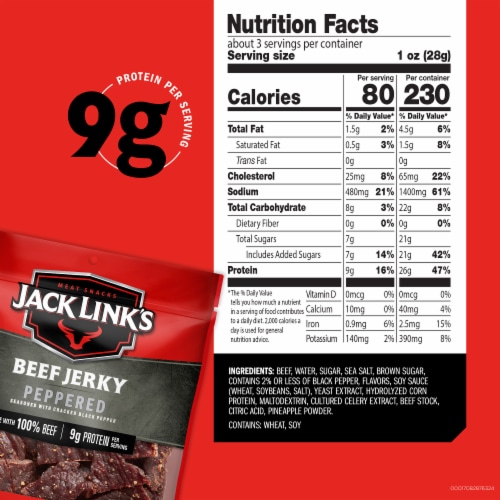 Jack Link's® Meat Snacks Peppered Beef Jerky Perspective: back