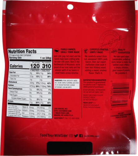 Jack Link's Hickory Smoked Bacon Thick Cut Jerky Perspective: back