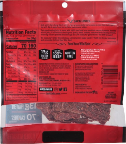 Jack Link's Zero Sugar Original Beef Jerky Perspective: back