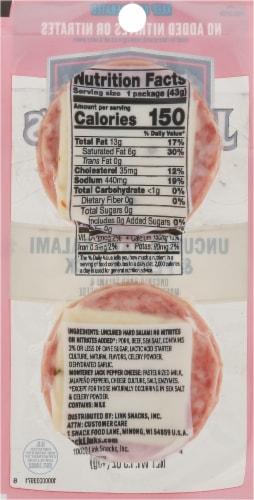 Jack Link's Uncured Hard Salami & Pepper Jack Cheese Cold Crafted Linkwich Perspective: back