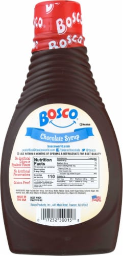 Bosco® Natural Cocoa Chocolate Syrup Perspective: back