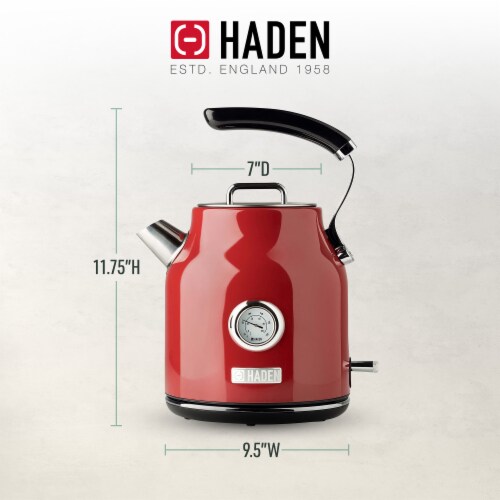 Haden Dorset Stainless Steel Cordless Electric Kettle - Red Perspective: back