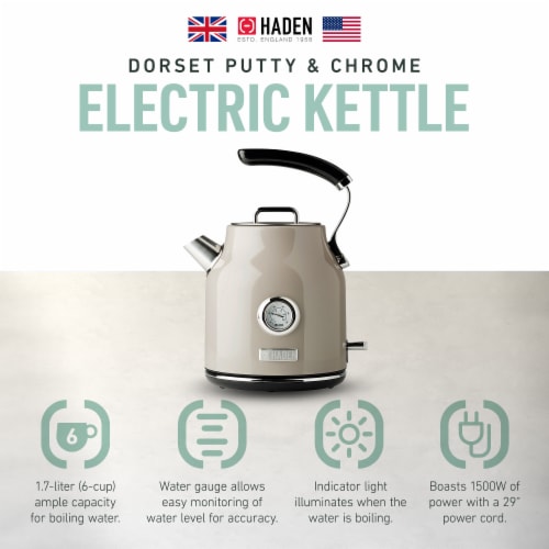 Haden Heritage 1.7L Stainless Steel Electric Cordless Kettle - Turquoise