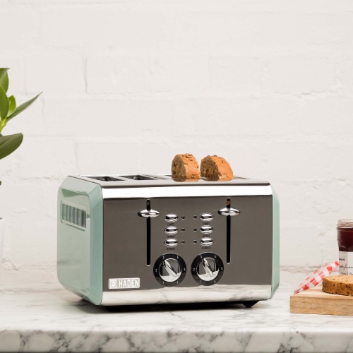 Haden Cotswold 4-Slice Wide Slot Toaster - Sage Green Perspective: back