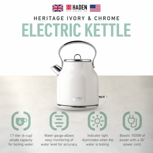 Haden Heritage Stainless Steel Cordless Electric Kettle Ivory