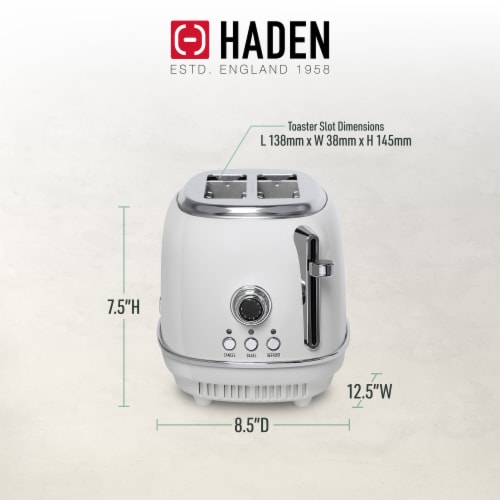 Haden Heritage Stainless Steel 2-Slice Toaster - Ivory White Perspective: back