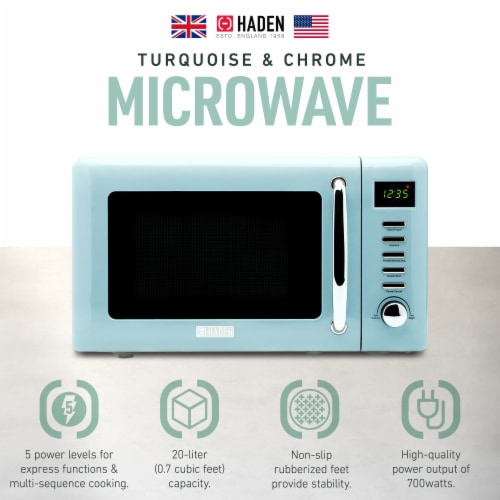 Haden Heritage 700-Watt Microwave - Turquoise Perspective: back
