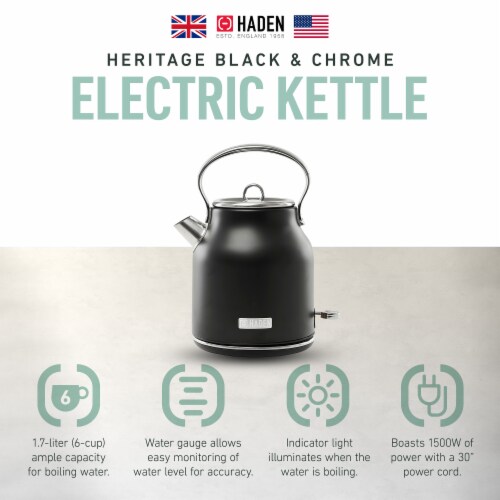 Haden Heritage 1.7 Liter Stainless Steel Electric Tea Kettle - Steel / Copper