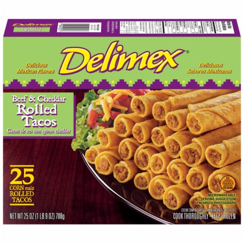 Delimex Beef & Cheese Rolled Taco Taquito Frozen Appetizers 25 Count Perspective: back
