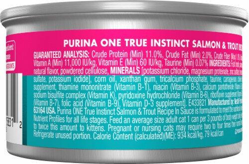 Purina ONE True Instinct Salmon & Trout Recipe in Sauce Natural High Protein Wet Cat Food Perspective: back