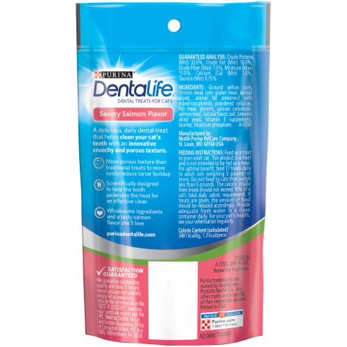 DentaLife Savory Salmon Flavor Dental Crunchy Cat Treats Perspective: back